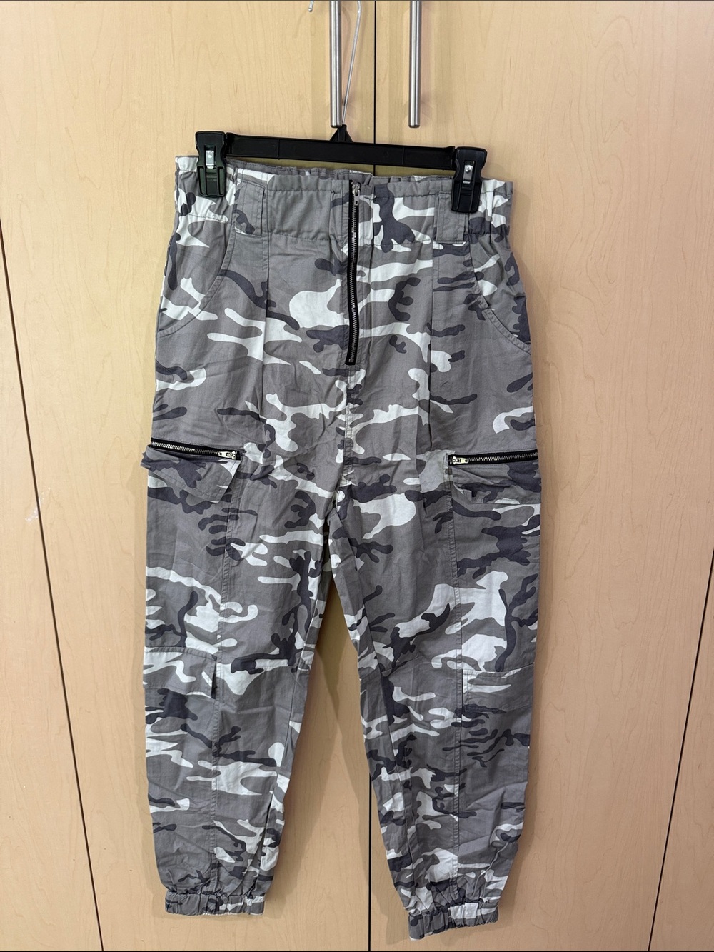 Women’s Gray Camo Boot Cut Cargo Pants